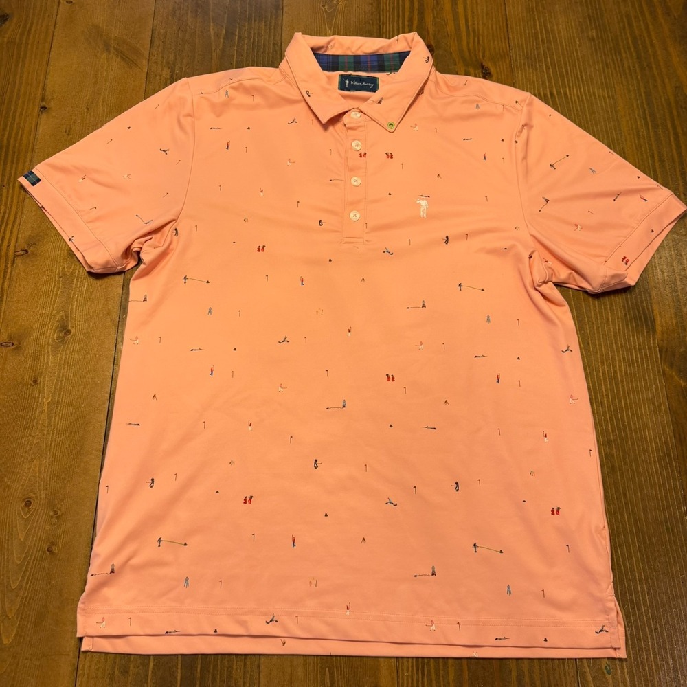 William Murray Mens SS Performance Golf Graphic Polo Shirt Medium AOP